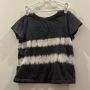 Blue/White stripe kids cropped shirt.